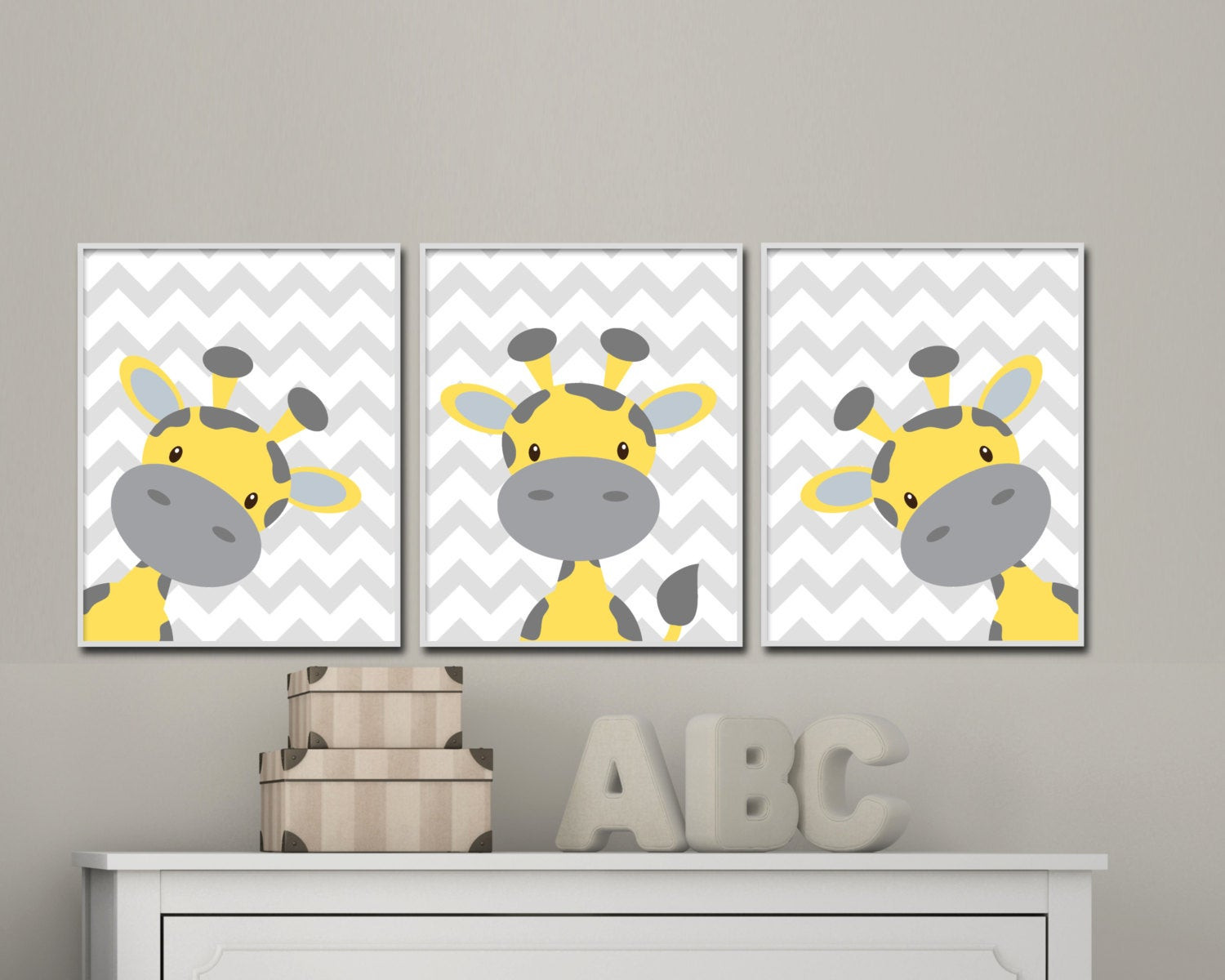 Giraffe Decorations For Baby Room
 Baby Giraffe Nursery Art Yellow And Grey Nursery Art Decor
