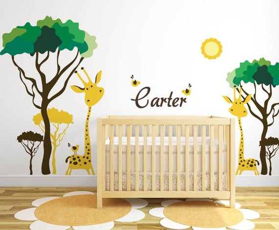 Giraffe Decorations For Baby Room
 Baby Nursery Ideas Safari Giraffe and Birds Decals for