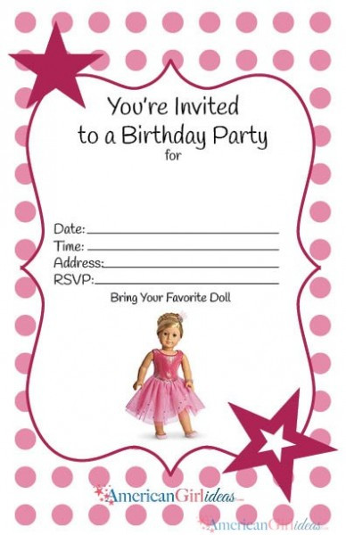 Girl Birthday Party Invitations
 American Girl Party Invitations • American Girl Ideas