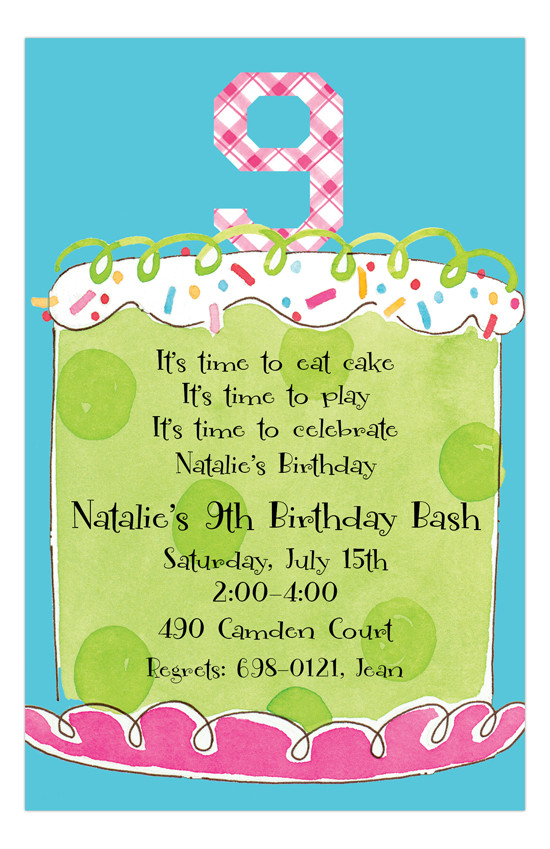Girl Birthday Party Invitations
 Girl Ninth Birthday Invitation