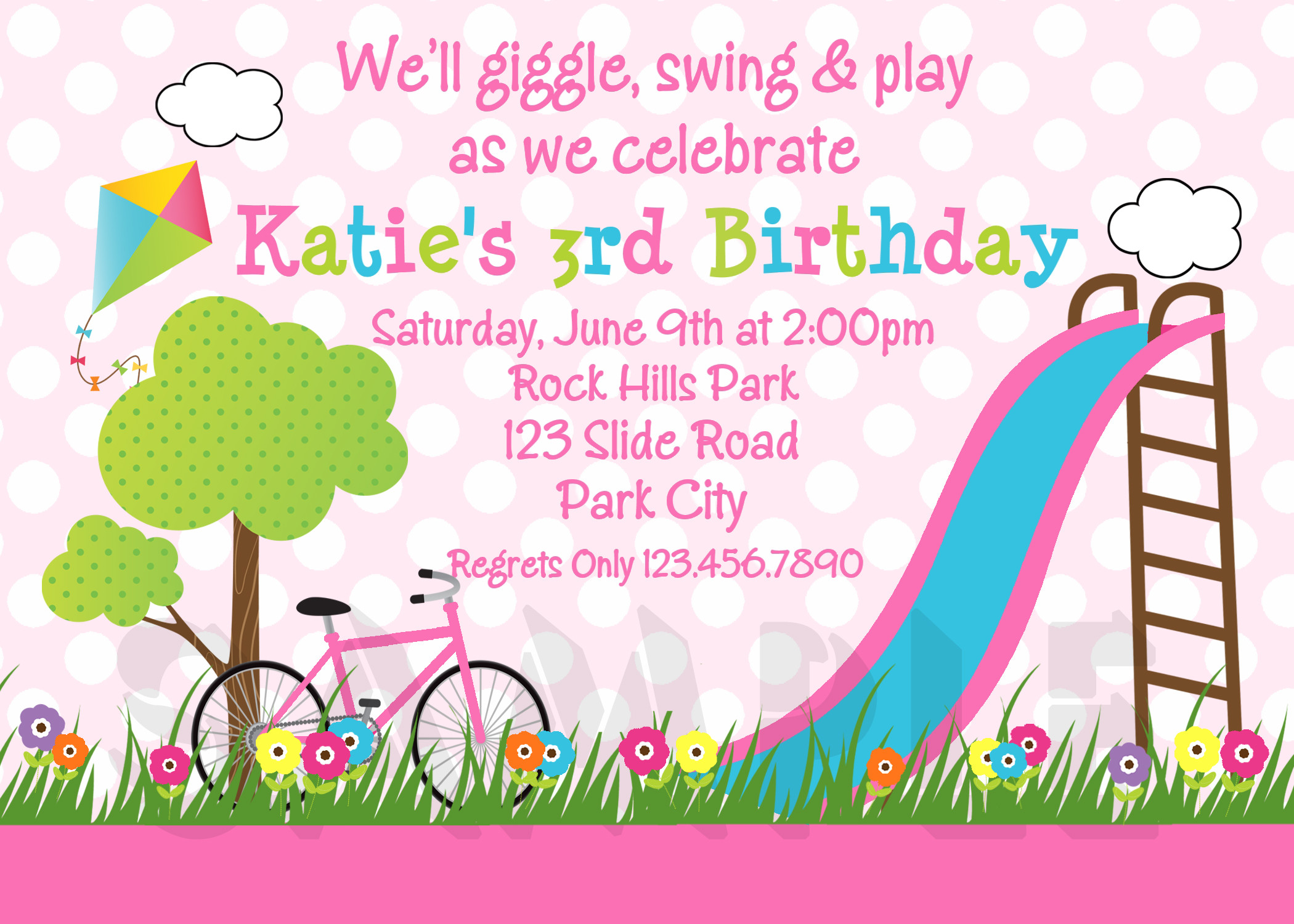 Girl Birthday Party Invitations
 Printable Birthday Invitations Girls Park Party