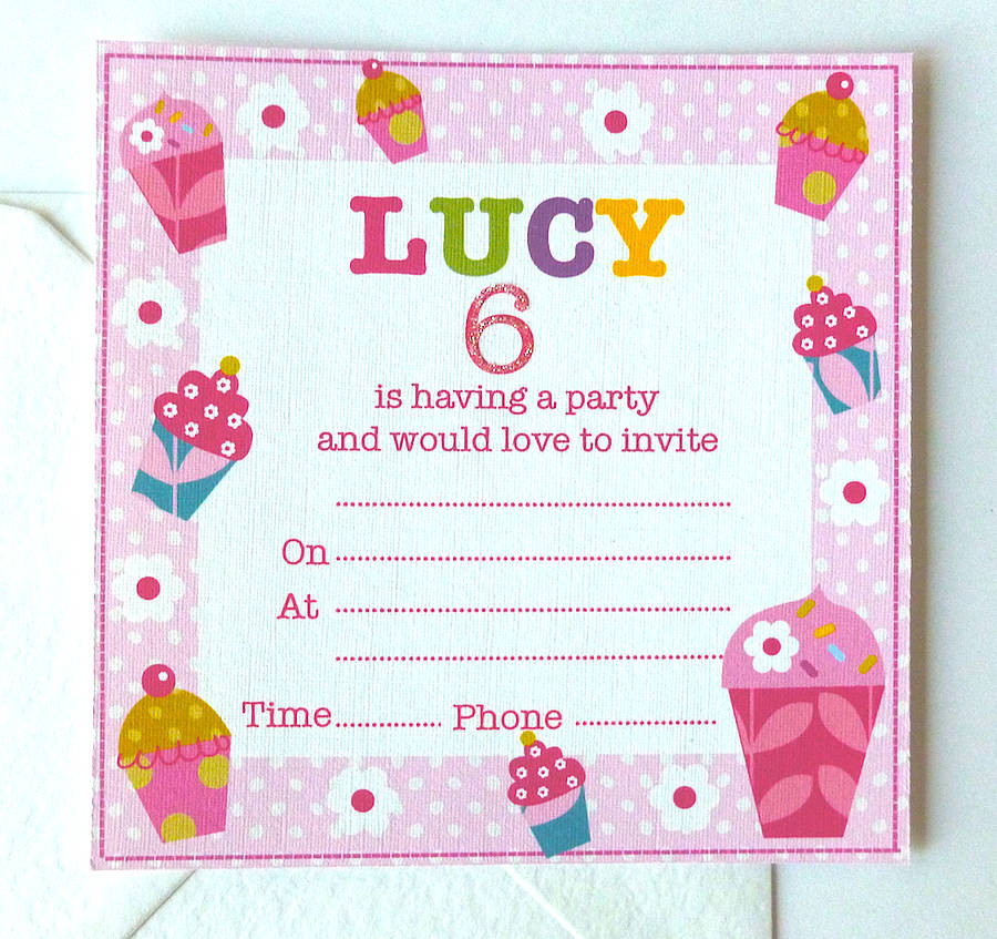 Girl Birthday Party Invitations
 girls personalised party invitations by tilliemint