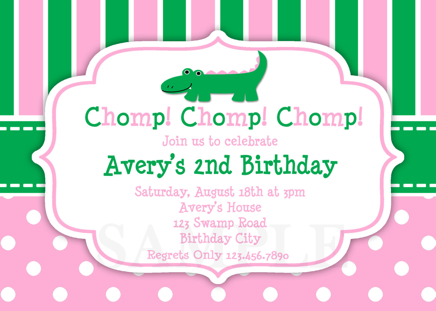 Girl Birthday Party Invitations
 Printable Birthday Invitations Girls Alligator Party