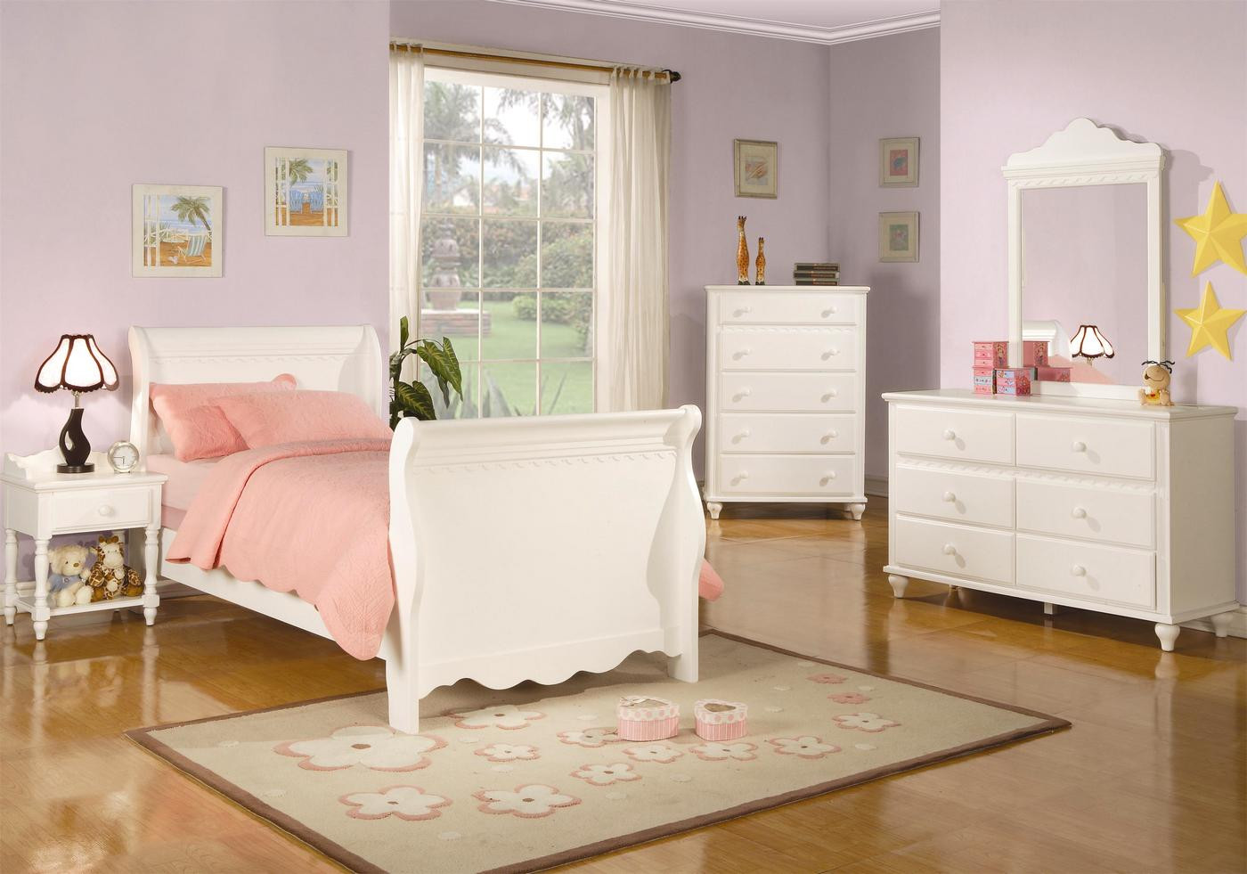 Girls Bedroom Dresser
 Pepper White Traditional Girls Sleigh Bedroom Set