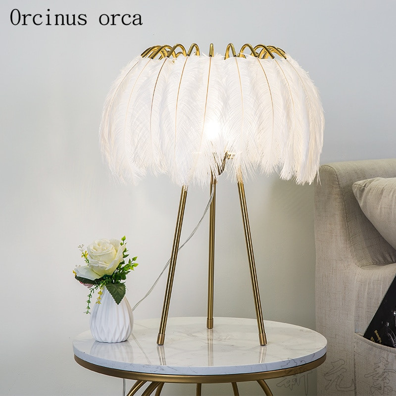 Girls Bedroom Lamp
 Nordic modern feather desk lamp girl bedroom Princess