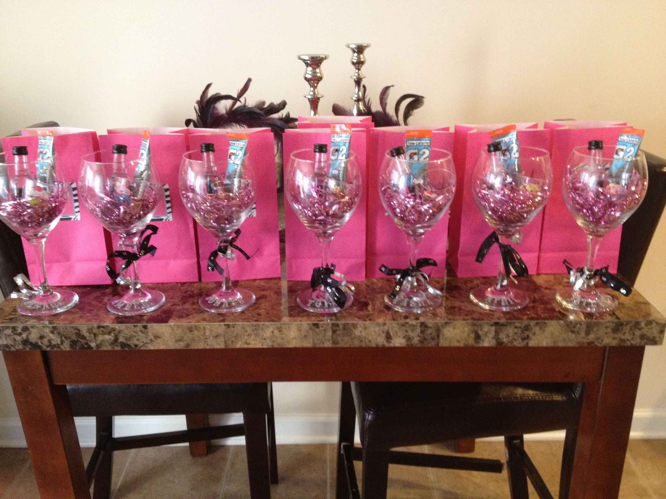Girls Trip Gift Ideas
 Girls Trip Gifts A wine glass with shot bottles and a