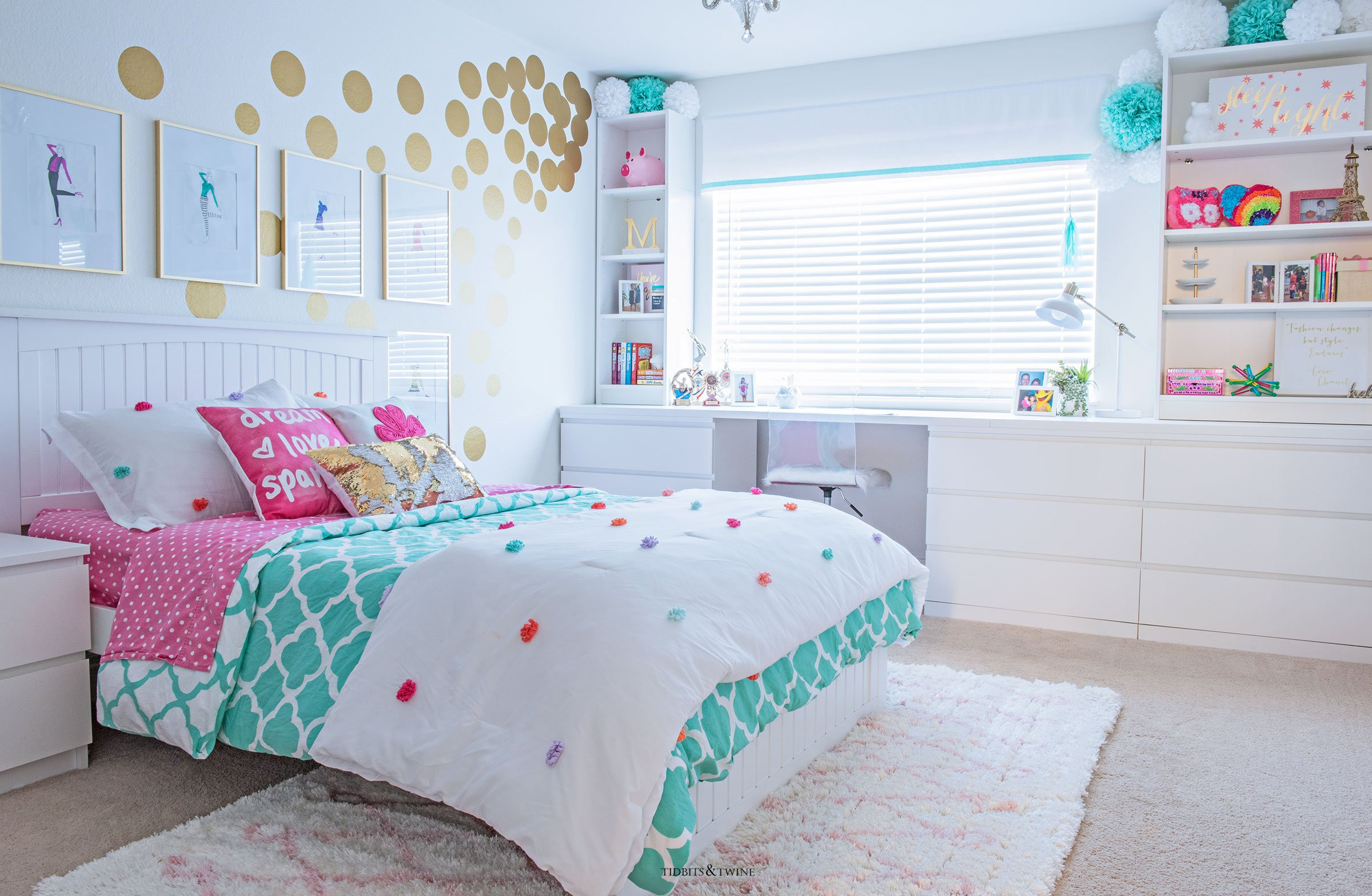 Girls White Bedroom
 Tween Girl s Bedroom Makeover REVEAL TIDBITS&TWINE