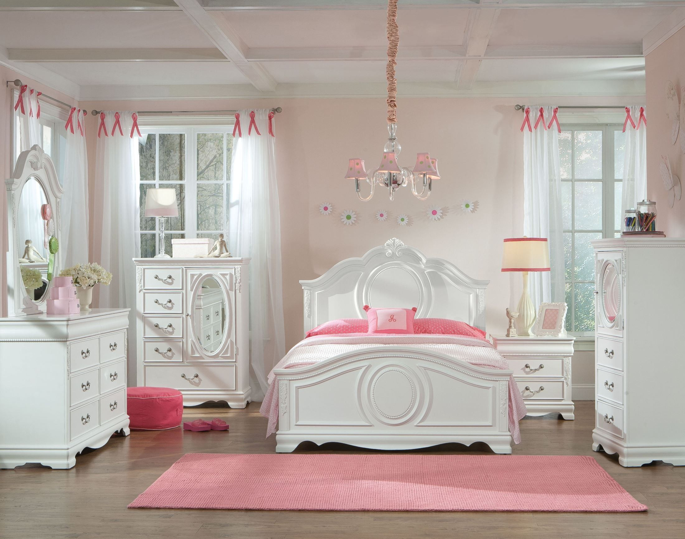 Girls White Bedroom
 Jessica Clean White Youth Panel Bedroom Set