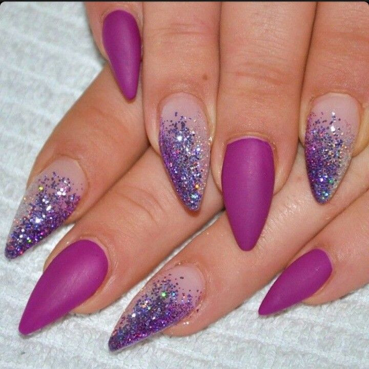 Glitter Almond Nails
 45 Most Beautiful Almond Shaped Acrylic Nail Art Design Ideas