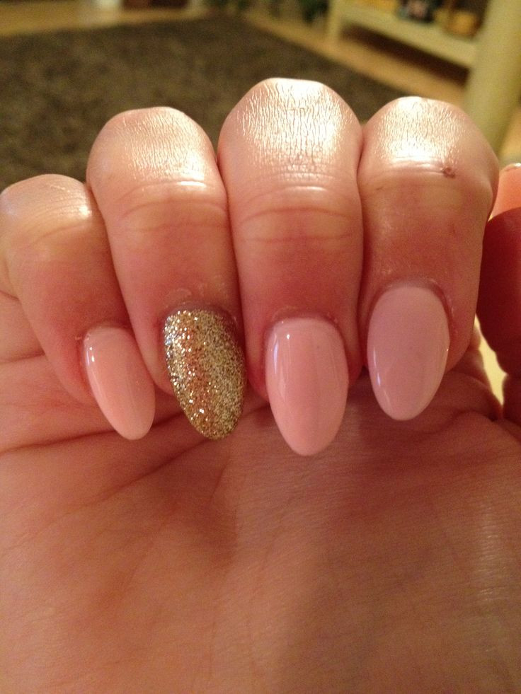 Glitter Almond Nails
 My Pink Almond nails with Gold glitter