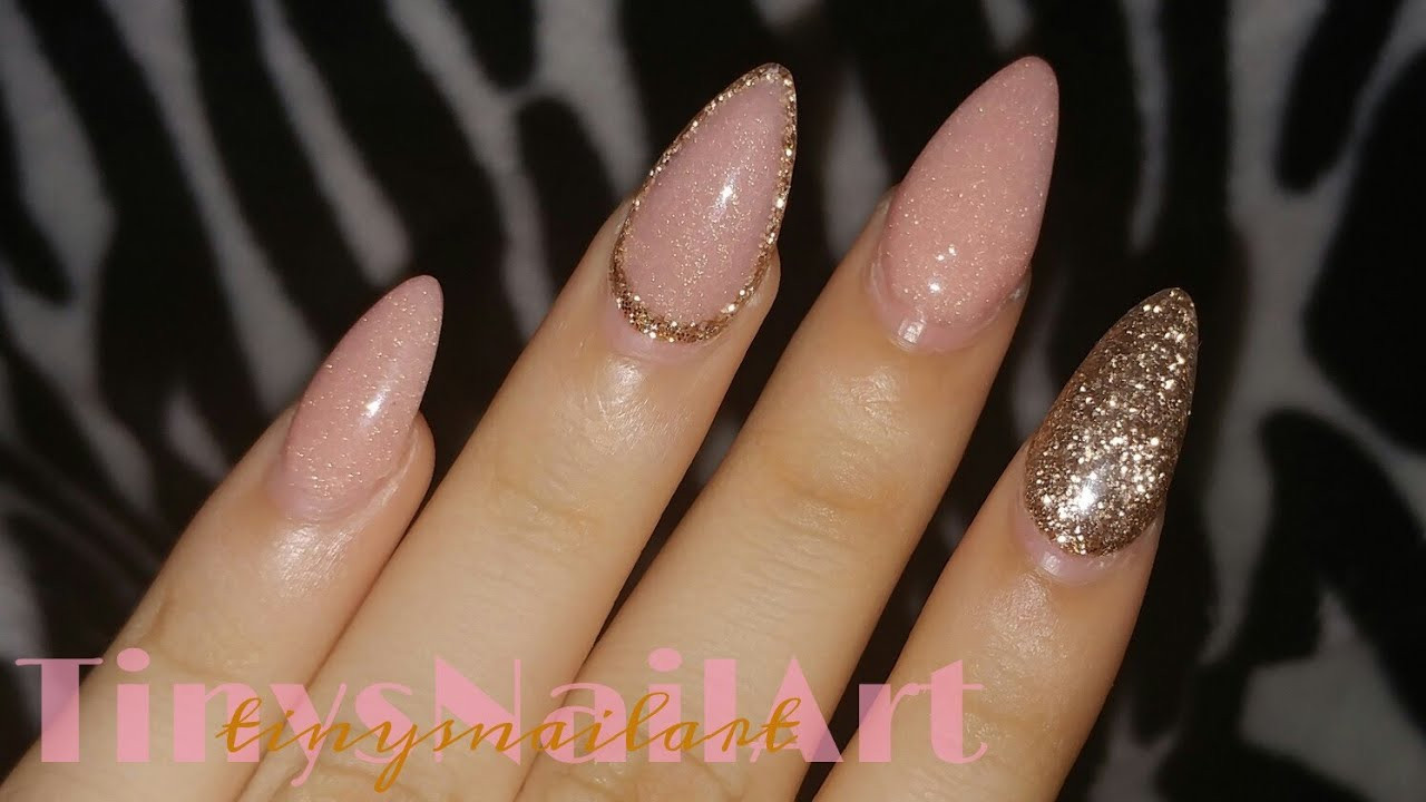 Glitter Almond Nails
 Rose Gold & Glitter Almond Nails