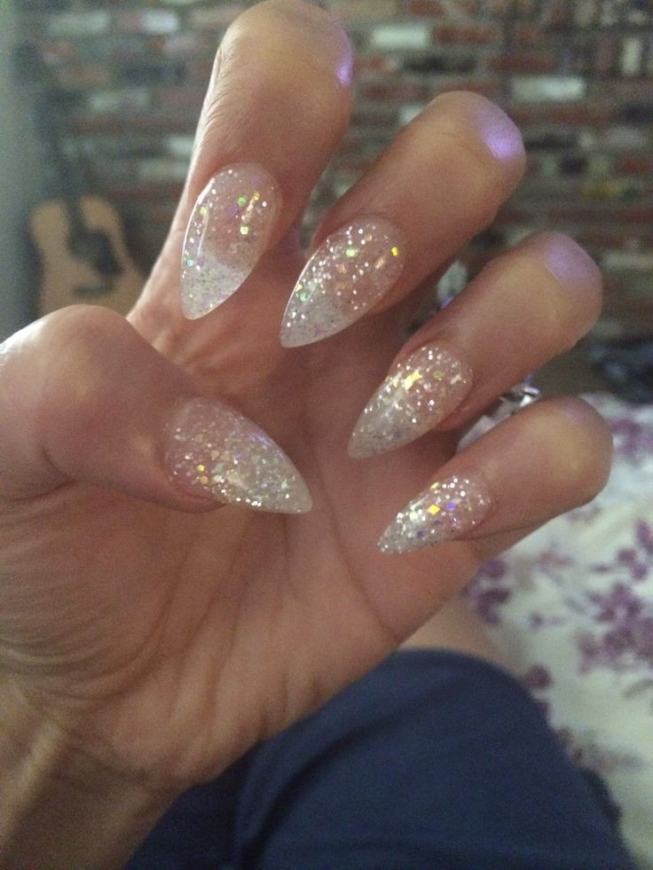 Glitter Almond Nails
 Best 25 Clear glitter nails ideas on Pinterest