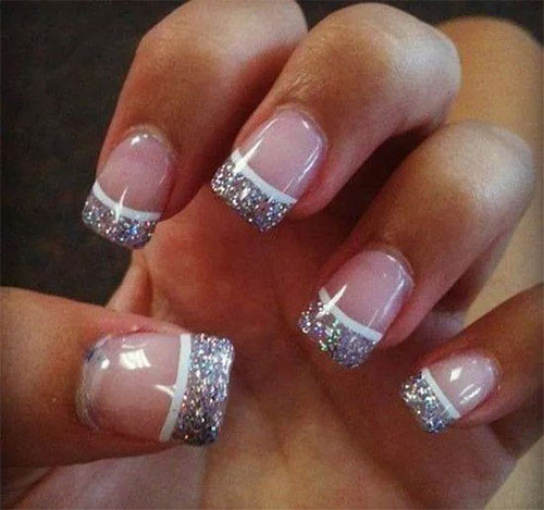 Glitter French Tip Nail Designs
 12 Gel French Tip Glitter Nail Art Designs & Ideas 2016