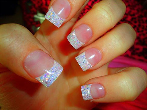 Glitter French Tip Nail Designs
 12 Gel French Tip Glitter Nail Art Designs & Ideas 2016