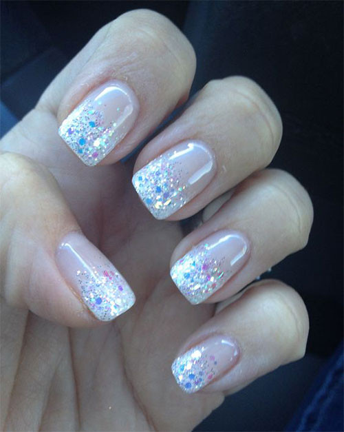 Glitter French Tip Nail Designs
 12 Gel French Tip Glitter Nail Art Designs & Ideas 2016