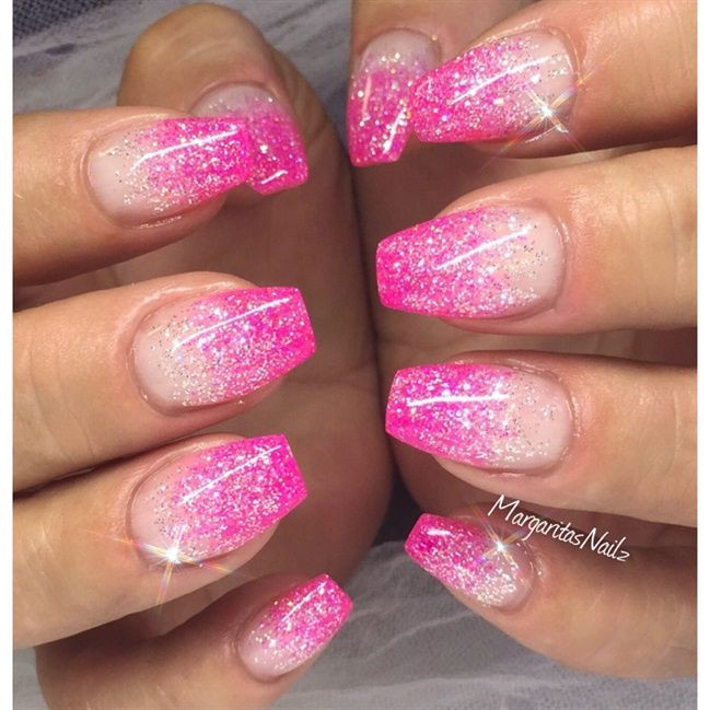 Glitter Pink Nails
 1287 best Fun nails images on Pinterest