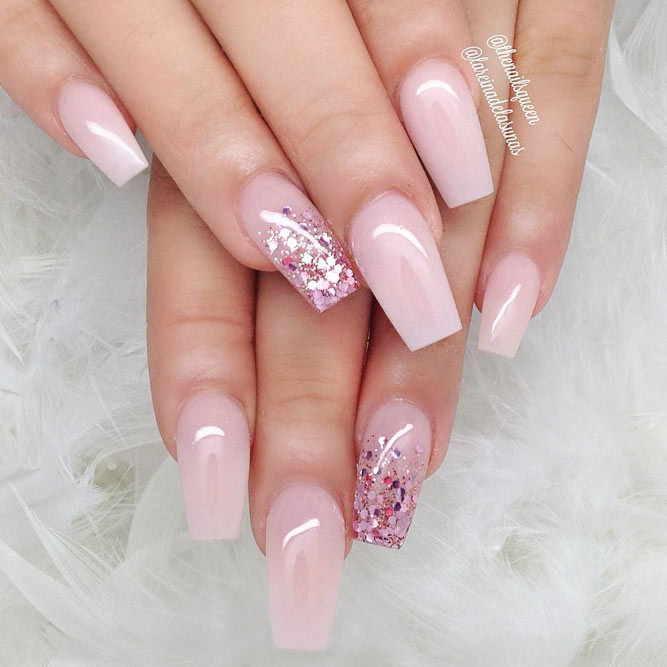 Glitter Pink Nails
 42 Magnetic Hues To Flatter Coffin Nails