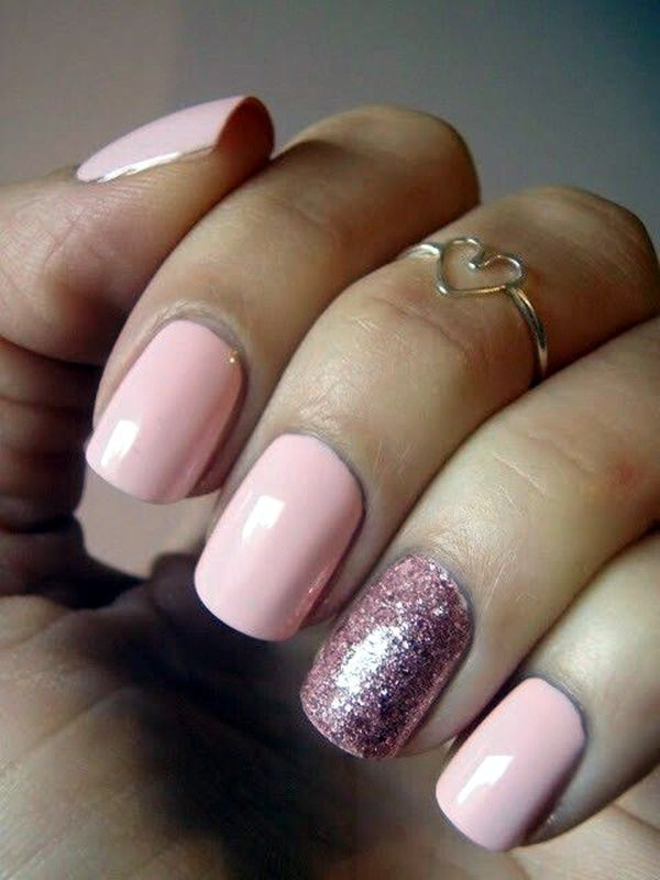 Glitter Pink Nails
 Light Pink Glitter Gel Nails s and