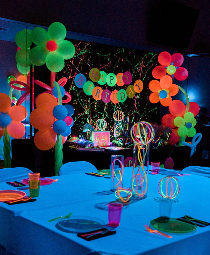 Glow In The Dark Ideas For A Birthday Party
 Kara s Party Ideas Neon Glow Birthday Party