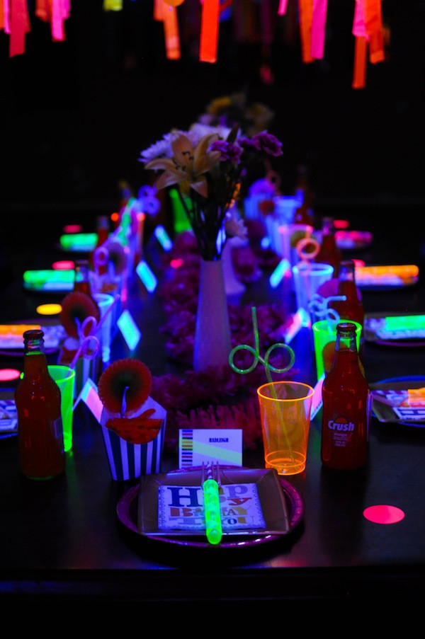 Glow In The Dark Ideas For A Birthday Party
 Kara s Party Ideas Neon Glow In The Dark Teen Birthday