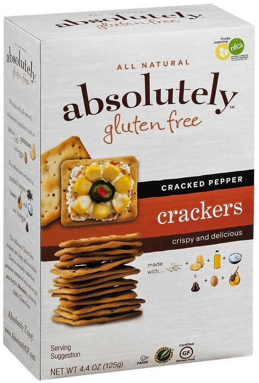 Gluten Free Crackers
 Absolutely Gluten free Crackers Cracked Pepper 4 4 Ounces