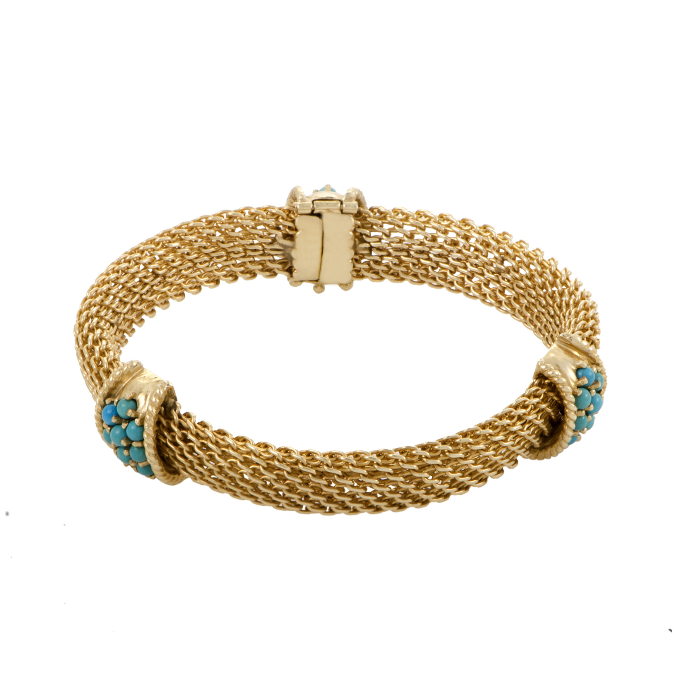 Gold Bracelet For Women
 Estate Womens 14K Yellow Gold Turquoise Bracelet