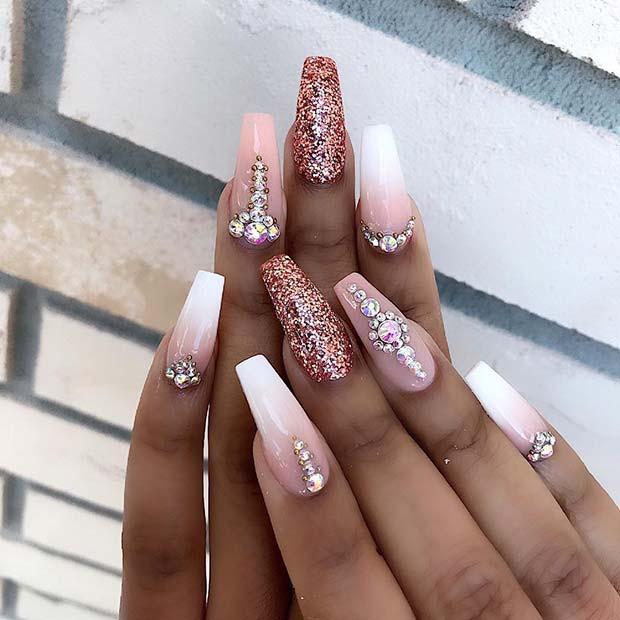 Gold Glitter Coffin Nails
 43 Beautiful Nail Art Designs for Coffin Nails