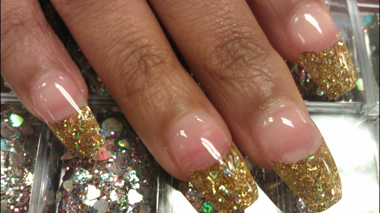 Gold Glitter Coffin Nails
 HOW TO COFFIN GOLD GLITTER NAILS PART 2 gold acrylic