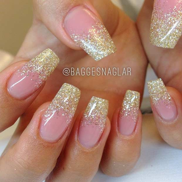 Gold Glitter Coffin Nails
 31 Trendy Nail Art Ideas for Coffin Nails