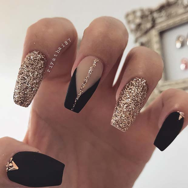 Gold Glitter Coffin Nails
 43 Nail Ideas to Inspire Your Next Mani
