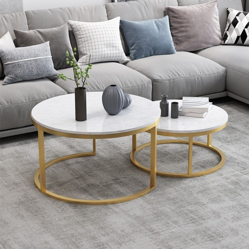 Gold Living Room Table
 Nordic Style Coffee Table Gold Metal & White Marble Living