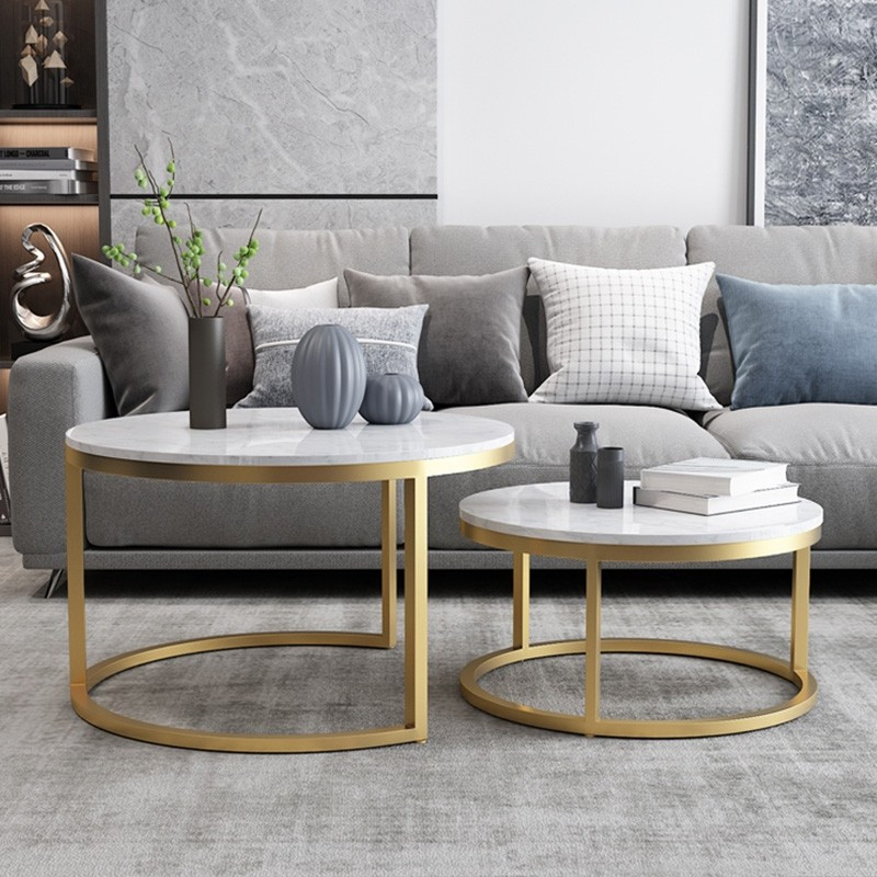 Gold Living Room Table
 Nordic Style Coffee Table Gold Metal & White Marble Living