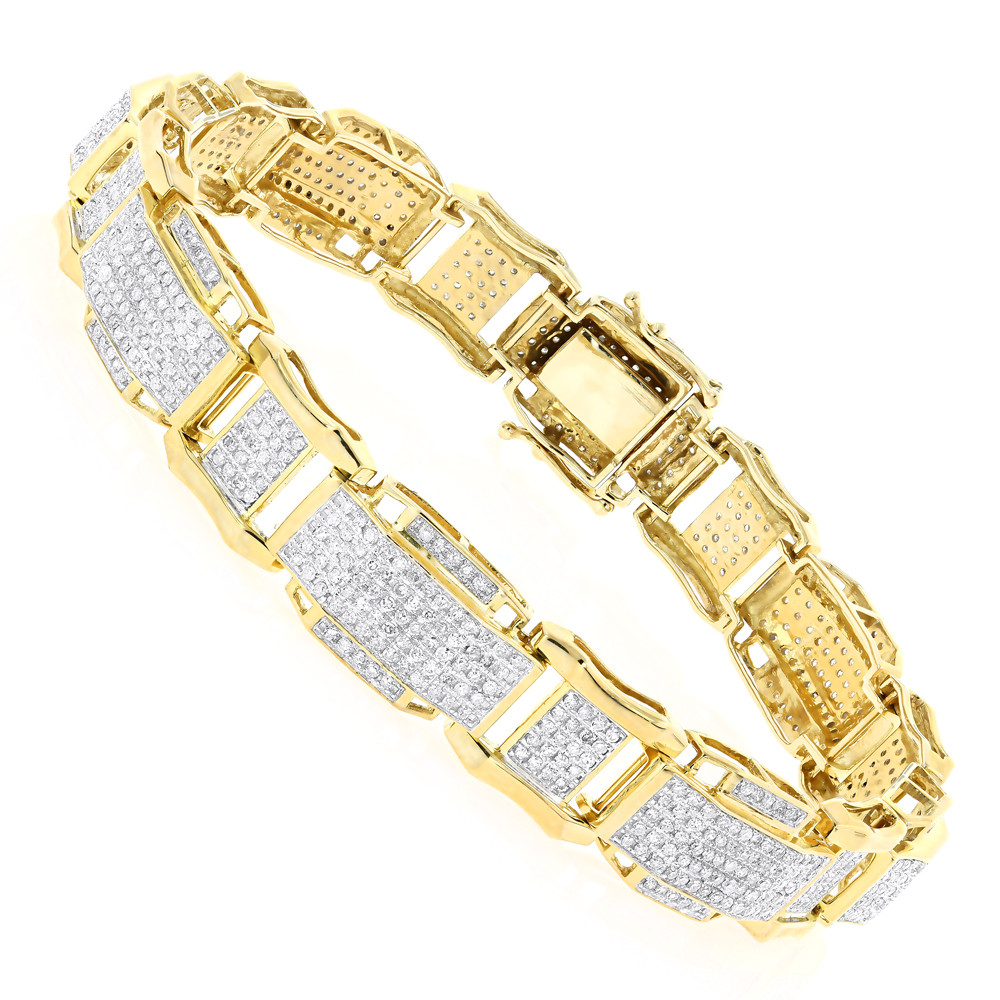 Gold Mens Bracelets
 Mens Gold Bracelet with Diamonds 10K 3 44ct