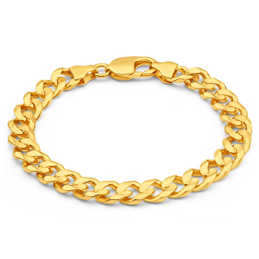 Gold Mens Bracelets
 Mens solid 8 inch 9ct Gold Curb Bracelet 34 grams