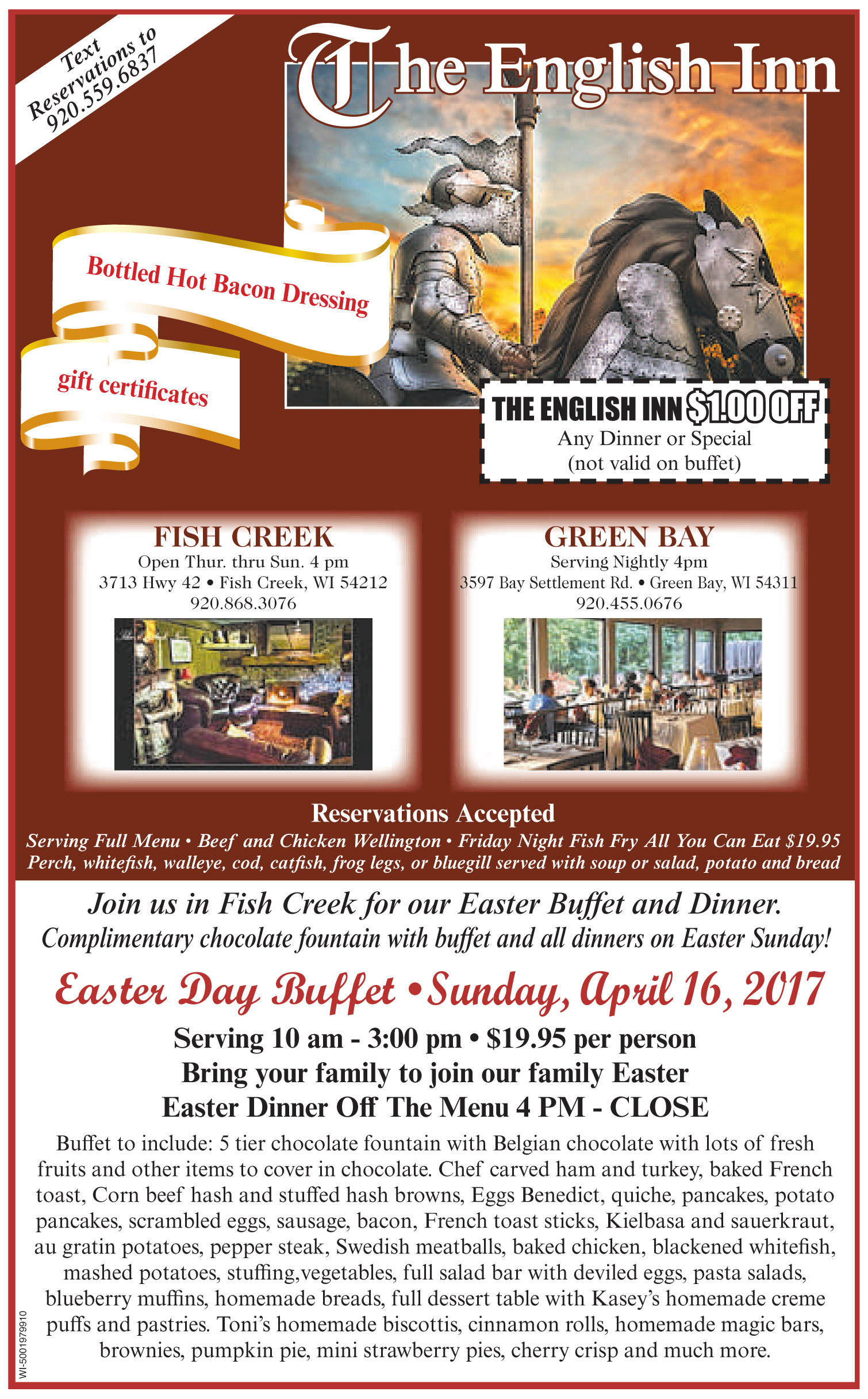 Golden Corral Easter Dinner
 Easter Buffets & Egg Hunts in Door County WI 2017