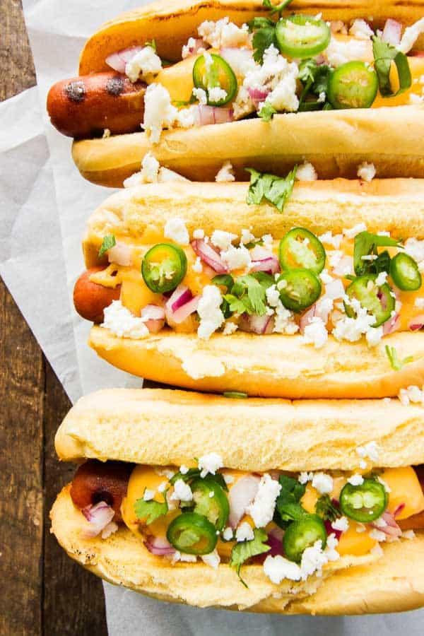 Gourmet Hot Dogs
 Cheesy Mexican Gourmet Hot Dogs • The Wicked Noodle