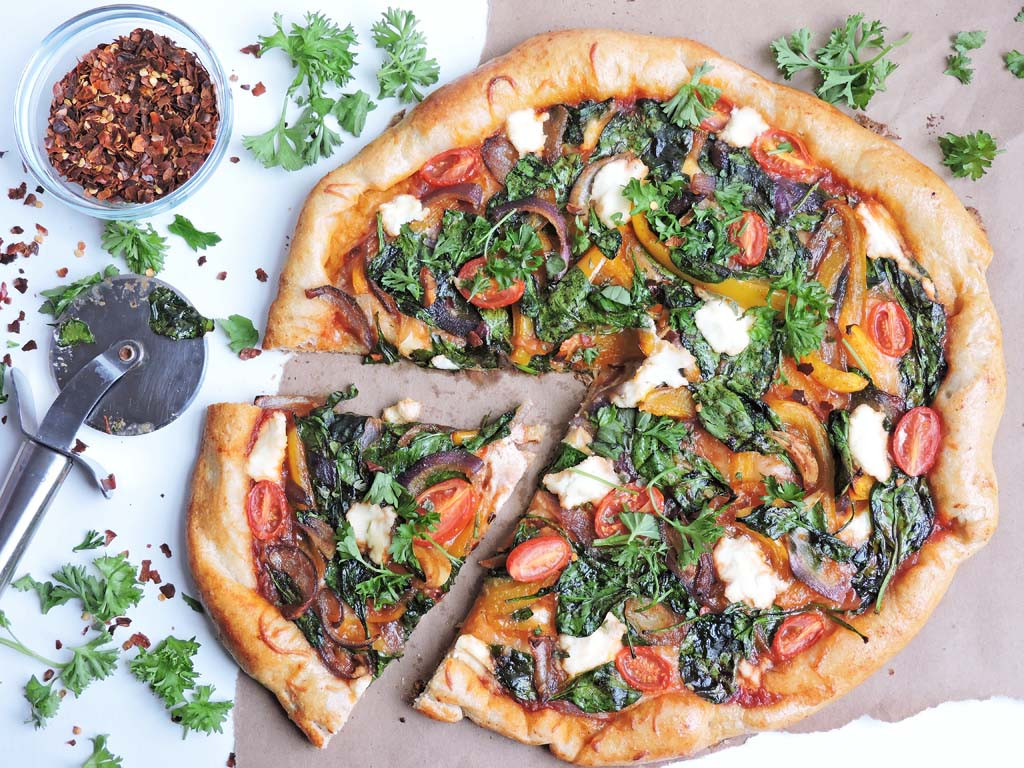 Gourmet Veggie Pizza
 Gourmet Veggie and Ricotta Cheese Pizza Beautiful Eats