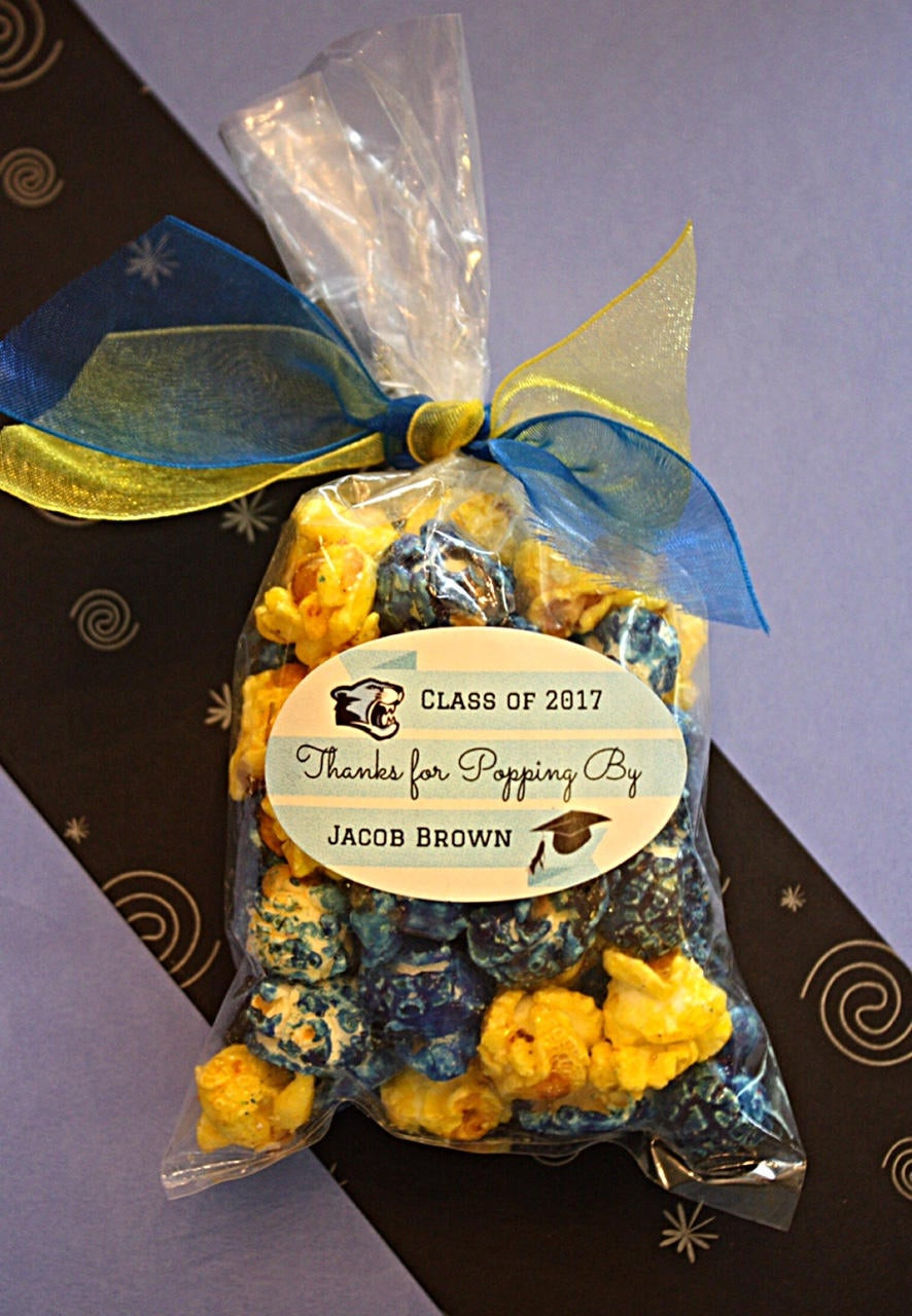 Graduation Favor Ideas For A Beach Party
 18 Class Color Popcorn Personalized Graduation Party favors