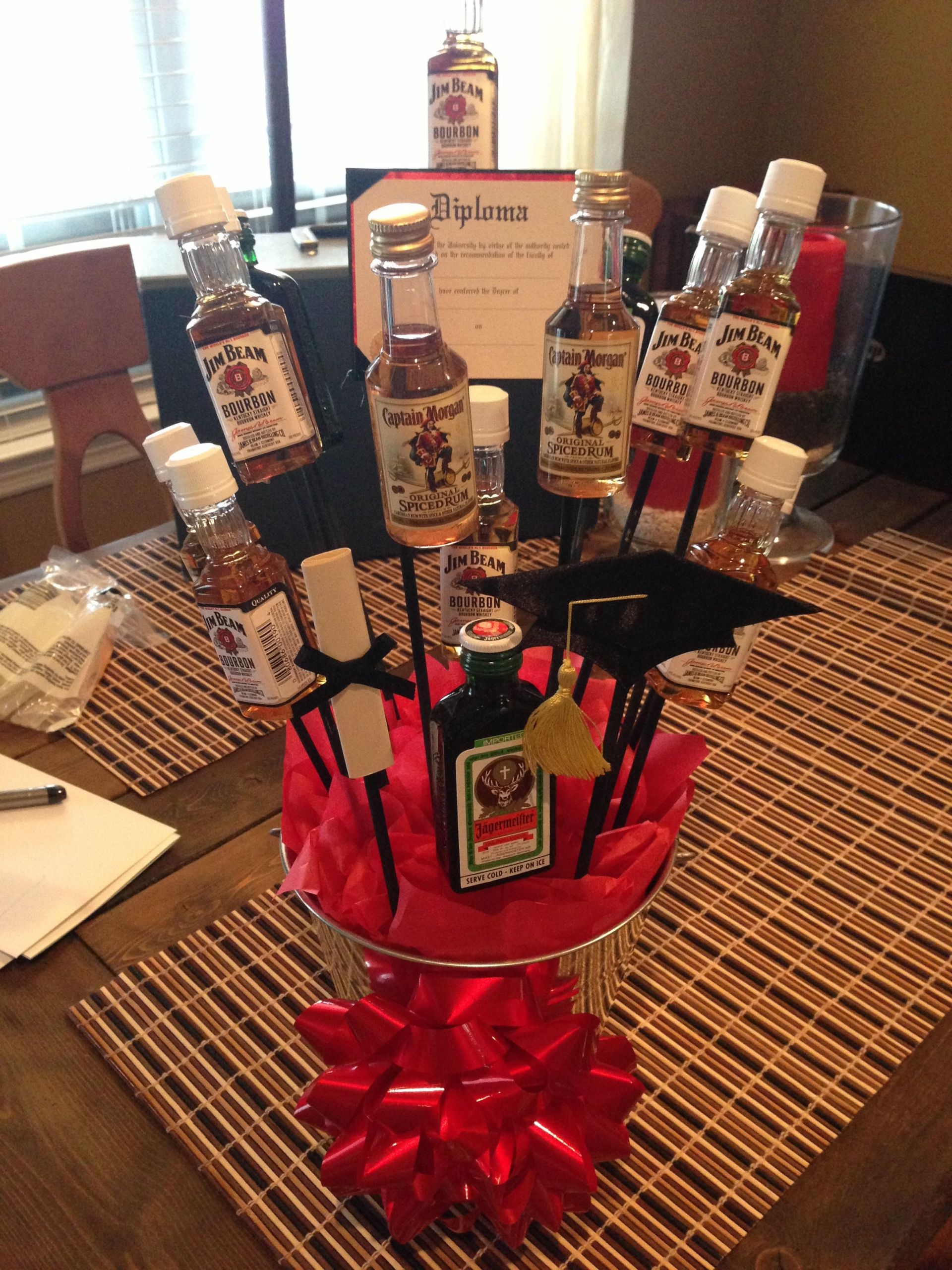 Graduation Gift Ideas For Guys
 Alcohol bouquet for a guy graduating college