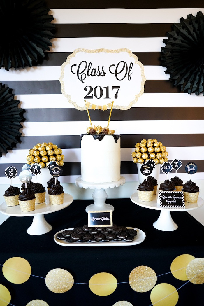 Graduation Party Ideas And Decorations
 Kara s Party Ideas "Be Bold" Black & Gold Graduation Party