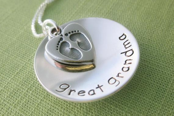 Great Grandma Necklace
 Great Grandma Necklace with Baby Feet in Sterling by
