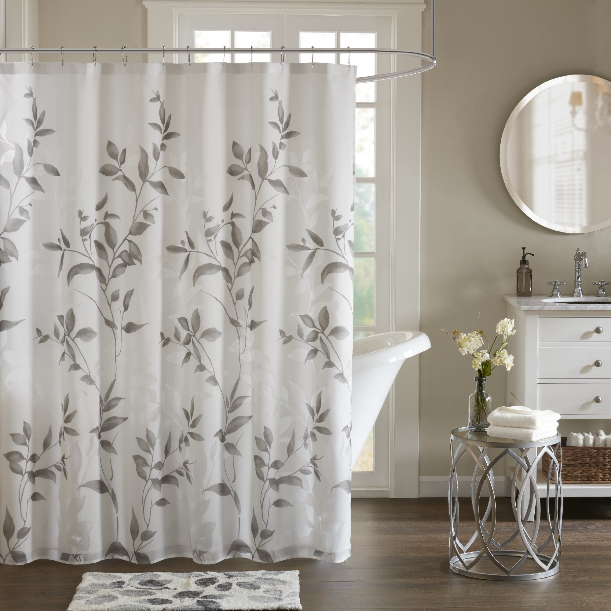 Grey Bathroom Shower Curtains
 Madison Park Vera Grey Printed Shower Curtain Free