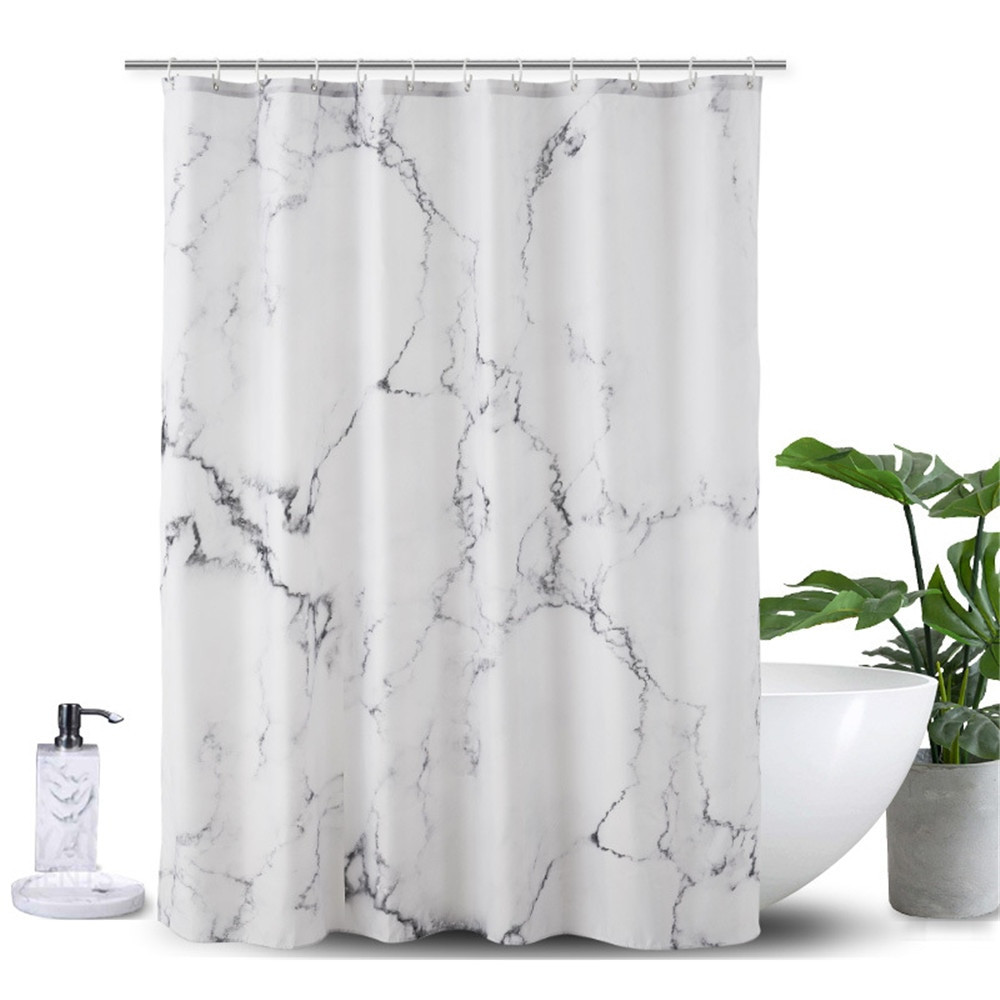 Grey Bathroom Shower Curtains
 Marble Printed 3D Shower Curtain Waterproof Polyester Bath