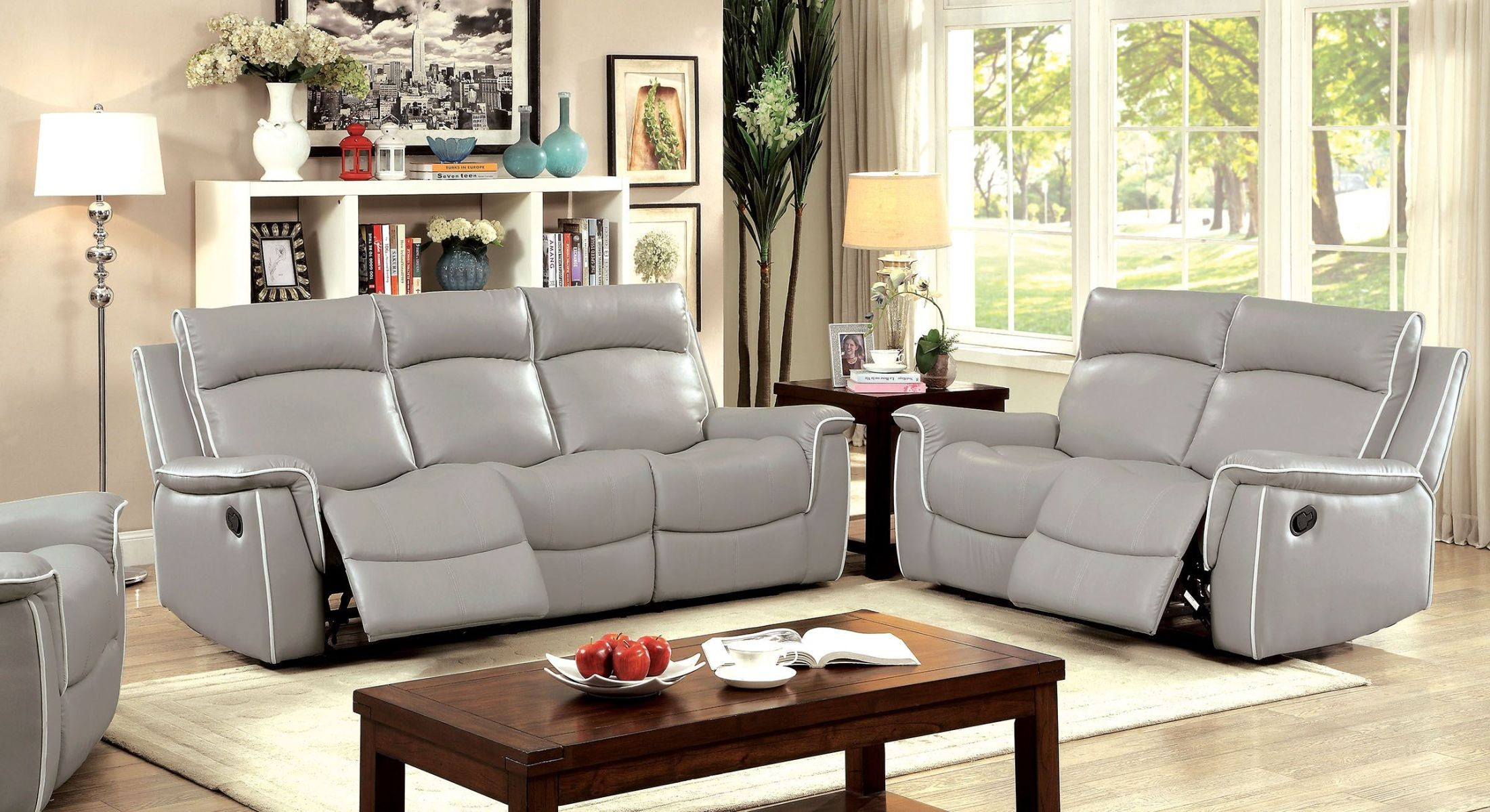 Grey Living Room Chairs
 Salome Light Gray Recliner Living Room Set from Furniture