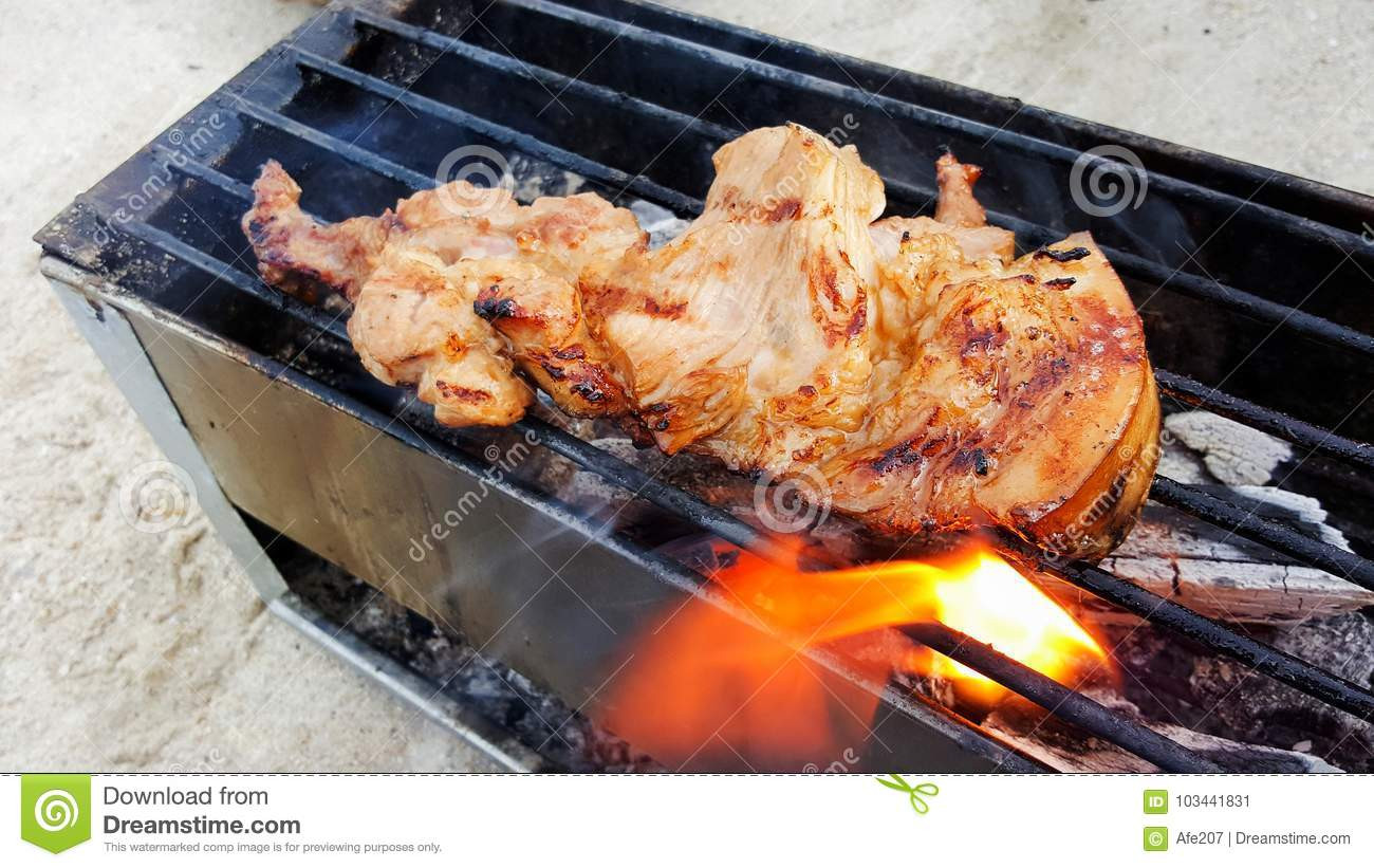 Grill Thin Pork Chops
 Grilling Thin Pork Chops Flame Stock Image Image of