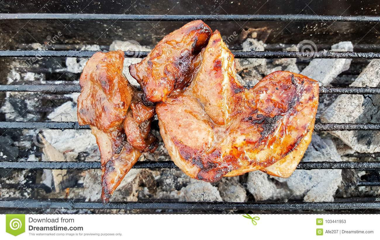 Grill Thin Pork Chops
 Grilling Thin Pork Chops Flame Stock Image Image of