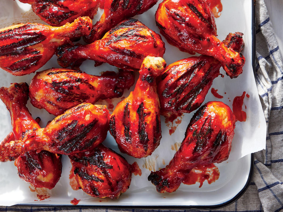 Grilled Chicken Legs Recipe
 Grilled Chicken Drumsticks with Bourbon Cherry BBQ Sauce