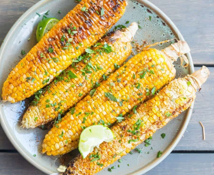 Grilled Corn On Cob
 Grilled Corn on the Cob with Spicy Vegan Crema Sauce