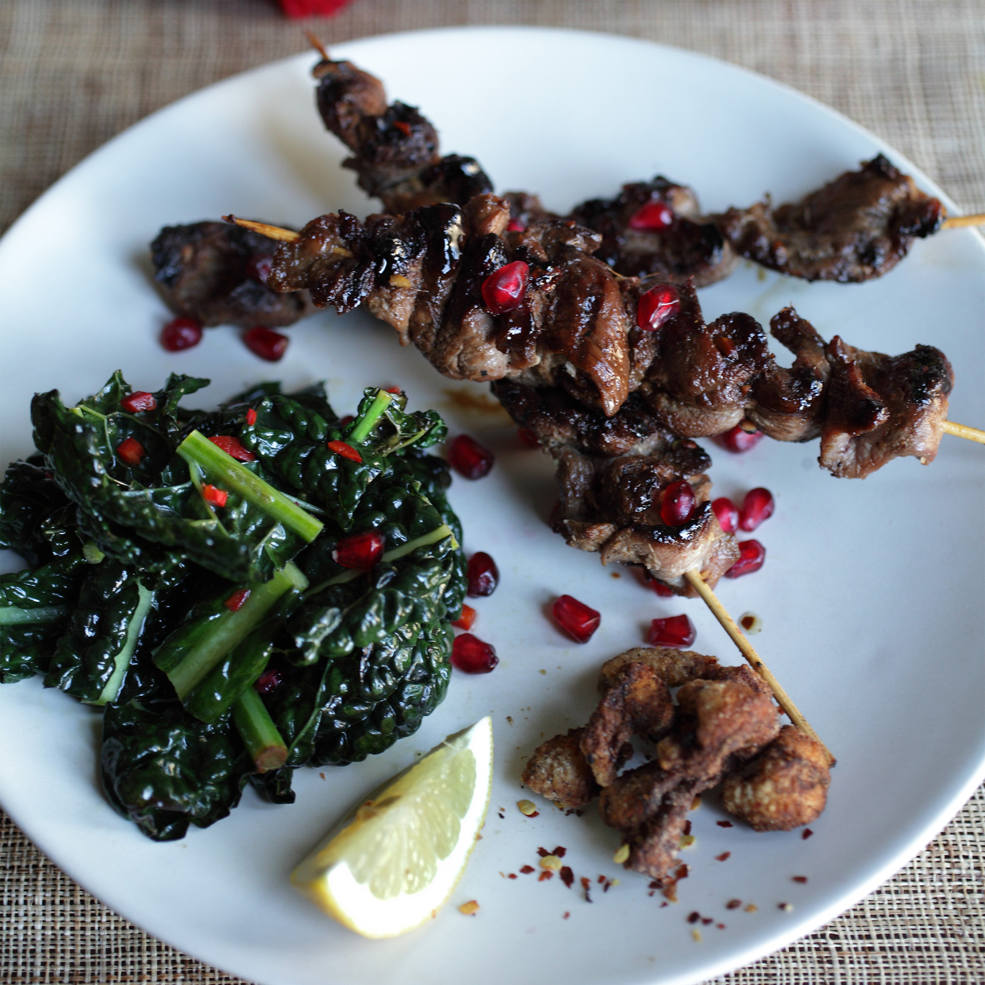 Grilled Duck Recipes
 Grilled Duck skewers with Kale and pomegranates recipe