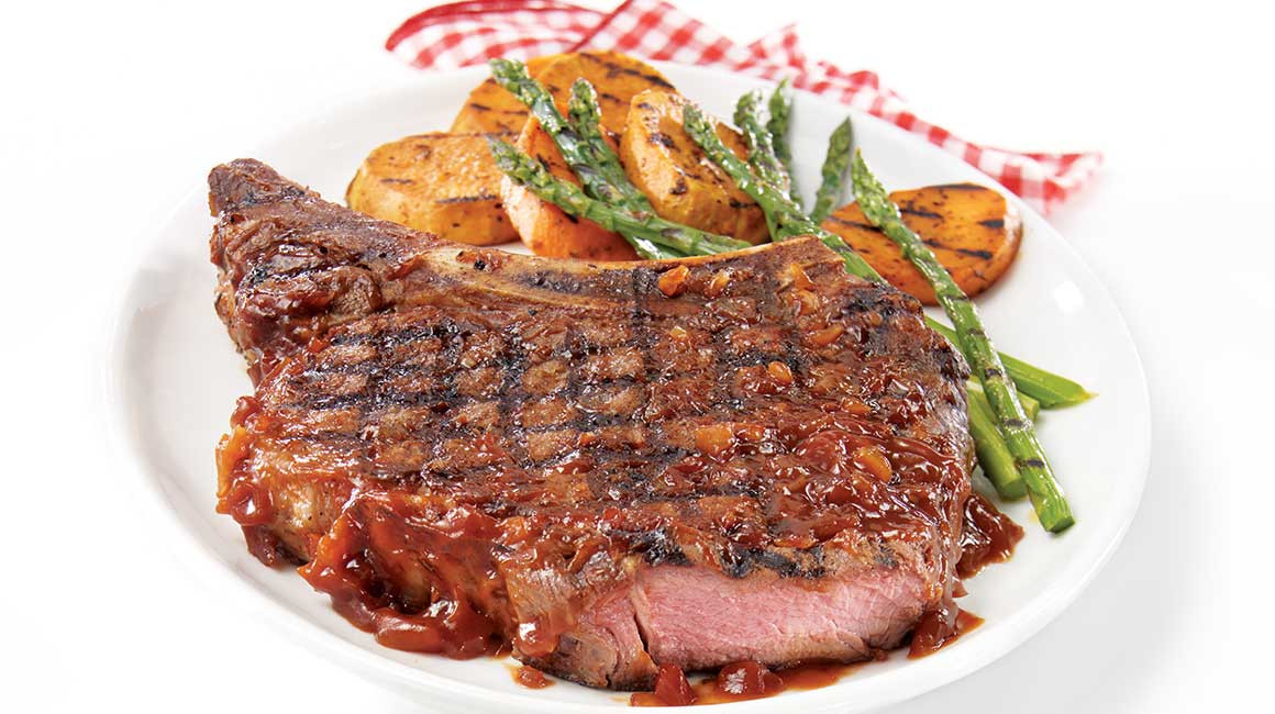 Grilled Prime Rib Steak
 Prime rib steak with black beer barbecue sauce